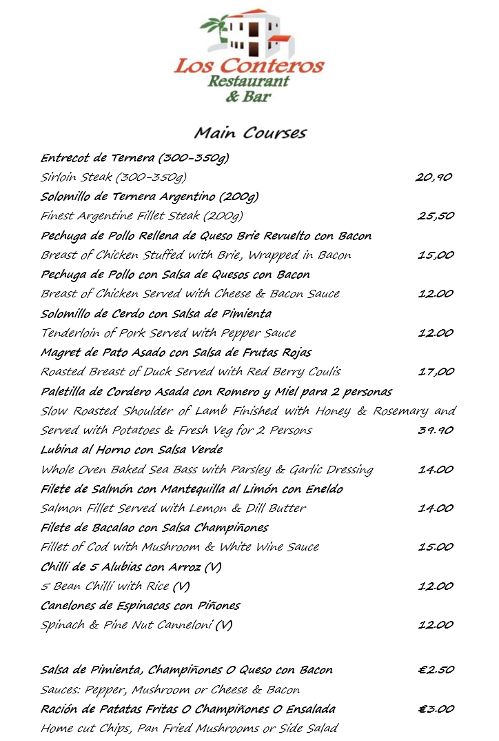 October 2022 Main courses page